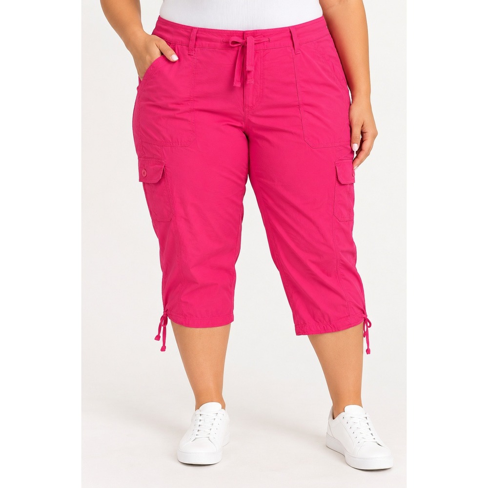 St Johns Bay 20W Pink Cargo Capri Pants Mid Rise Utility NWT Plus Size